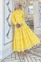 Stone Detailed Scallop Skirt Suit Yellow 1427 - 2
