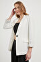 Women's Office Style Double Breasted Lapel Blazer White Jacket