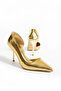 Gold Snakeskin Pattern Vegan Leather Thin Heels Shoes 9cm Metal Heel, Pointed Toe, Stylish&Comfortable - 5