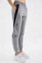 Gray Melange Lace Up Stripe Detailed Comfortable Fit Women's Tracksuit Bottom - 94645 - 3