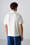 Ecru Cotton Thick Soft Textured Oversize Fit Printed Polo Collar Men's T-Shirt - 88347 - 5
