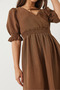 Women's Brown Double Breasted Collar Long Dress with Elastic Sleeves and Waist 3018 60283012 - 6