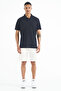 Navy Blue Polo Neck Logo Embroidered Standard Form Men's T-shirt - 88237 - 2