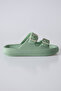 High Sole Mint Green Double Buckle Men's Slippers -89302