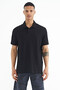 Black Polo Neck Logo Embroidered Standard Form Men's T-shirt - 88237