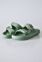High Sole Mint Green Double Buckle Men's Slippers -89302 - 3