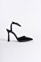 Women's Black Strappy Heeled Shoes - 6