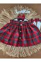 Girl Child Plaid Scottish Fabric Skirt Socks Buckle Set