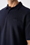 Navy Blue Cotton Thick Soft Textured Oversize Fit Basic Polo Collar Men's T-Shirt - 88327 - 3