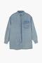 Women's Large Size Blue, Pocket Detailed Oversize Washed Denim Shirt 65N38808 - 5