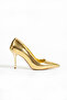 Gold Snake Skin Pattern Vegan Leather Thin Heel Shoes-9 cm Metal Heel, Pointed Toe, Stylish&Comfortable - 6