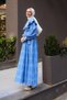 Blue Women's Dress - Baby Collar Lace Detail - 4
