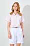 Women's Dusty Pink Double Pocket Low Sleeve Crop Shirt - 2