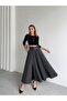 Women's Zippered Slit Godeli Anthracite Skirt