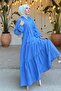 Flower Embossed Patterned Dress Blue 1000