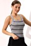 Gray Cross Strap Knitwear Undershirt - Women's Blouse 1801