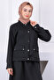 Black Scuba Jacket Skirt Suit - 3
