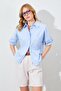 Women's Blue Low Sleeve Single Pocket Shirt