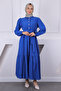 Indigo Elastic Waist Belted Modal Dress - 2