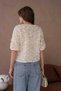 Women's V Neck Organza Flower Detail Button Blouse - 7