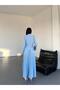 Belted Gold Buttoned Baby Blue Jacket Skirt Set - 8