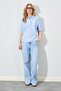 Women's Blue Low Sleeve Single Pocket Shirt - 6