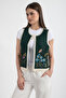Hatunatila Women's Floral Patterned Acrylic Drainage Vest Emerald - 5136