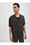 Men's Black Striped Short Sleeve Shirt 12269088 - 3
