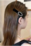 Dd62 Black Velvet Stone Oval Hair Clip – Vintage K-Beauty Style - 2