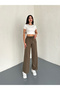 Comfortable Cut Dabil Fabric Pants with Lace-Up Parts - 7