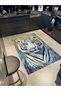 Kemal Collection Noble White Tiger Patterned Woven Base Modern Decorative Carpet 51 - 2