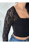 Crop Bluz with Lace Detail - 2