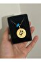 Steel Elif and Vav Behind Evil Eye Prayer Pendant with Big Plate 60 cm Chain