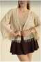 Stone Spanish Sleeve Tasseled Detailed Openwork Seasonal Women's Cotton Cardigan