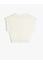Beige Sleeweless Crop T-Shirt - 2