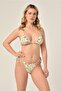 Aquaviva Women's White Leaf Pattern Triangle Slip Gathered Brazilian Bikini Set