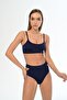 Aquaviva Women's Navy Blue Adjustable Strap Theodora Low-Cut Bikini Set - 3
