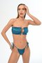 Aquaviva Women's Corded Fabric Petrol Luiza Strapless Slip-on Brazilian Ruffle Bikini Set - 2