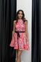 Colorful Patterned Black Belted Dress - 4