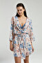 Women's Floral Patterned Bustier Shorts Dressing Gown Triple Home Wear - 3