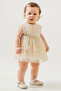 Polka Dot Pattern Bow Detailed Tulle Baby Girl Evening Dress