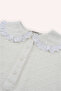 Baby Girl Soft Textured Baby Collar Ecru Body Shirt - 2