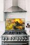 Yellow Abstract Cosmic Glass Stove Back Protector, Heat Resistant, Countertop Built-In and Kitchen Protection