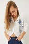 Women's White Beaded Stone Embroidered Aerobin Oversize Shirt 60283027 - 3