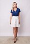 Women's High Waist Lightweight Lycra Fabric Pleated Knee Length Bell Skirt-Cream
