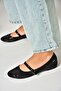 U 726634504   Black Fabric Stone Detailed Ballerinas