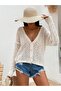 Women's Button Detailed Crochet Seaside Cardigan - 3