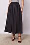 Women's Spring Fabric Maxi Length Pocket Zipper Detailed Ankle Length Long Skirt-Black - 2