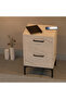 Modern White Marble Side Table with 2 Soft-Close Storage Drawers for Living Room/Bedroom - 3