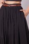 Women's Silky Textured Modal Fabric Ankle-Length Skirt with Pockets and Elastic Waist (Leather Belt Included)-Black - 4